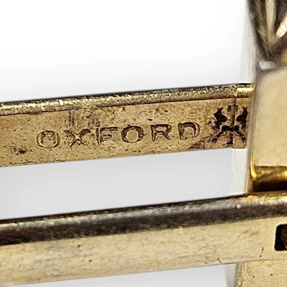 Atomic Starburst Cufflinks Oxford Rhinestone Half Cylinder Gold Plated Vintage